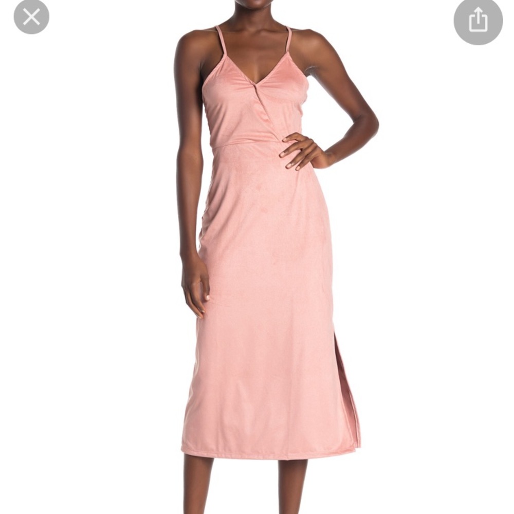 Velvet Torch – Surplice Faux Suede Midi Dress